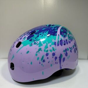 Purple and Teal Splatter Butterfly pattern Helmet, safety kids, bike, scooter